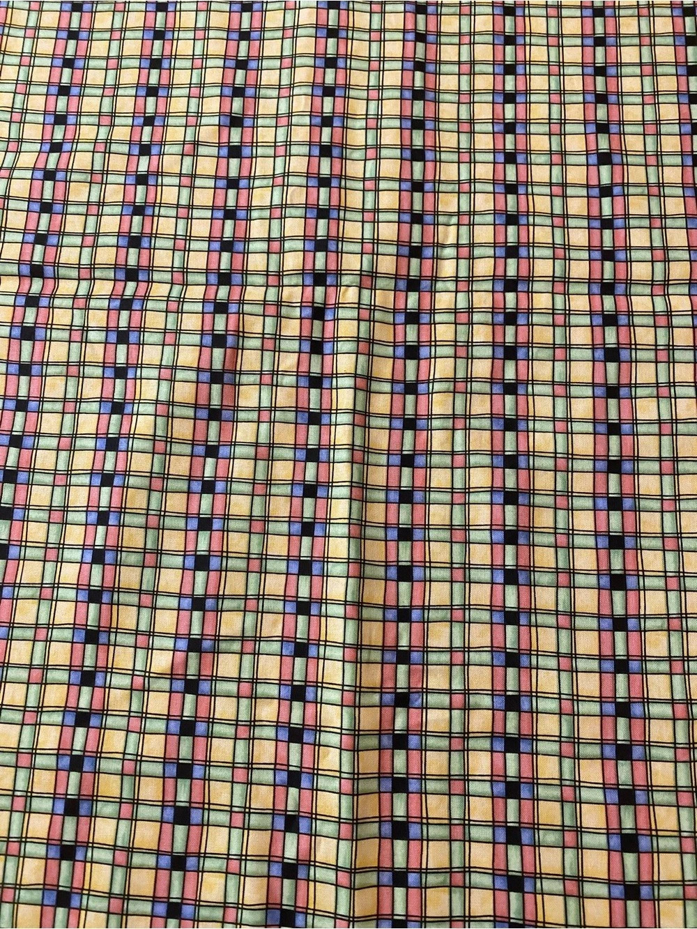 Vintage EE Schenck Company Plaid Patchwork Quilt Multicolor fabric